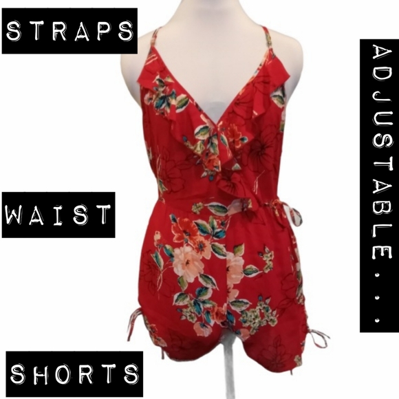 Band of Gypsies Saffron Red Floral Romper - Picture 4 of 12